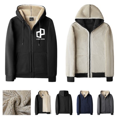 Cotton Sherpa Lined Full-Zip Hooded Jacket